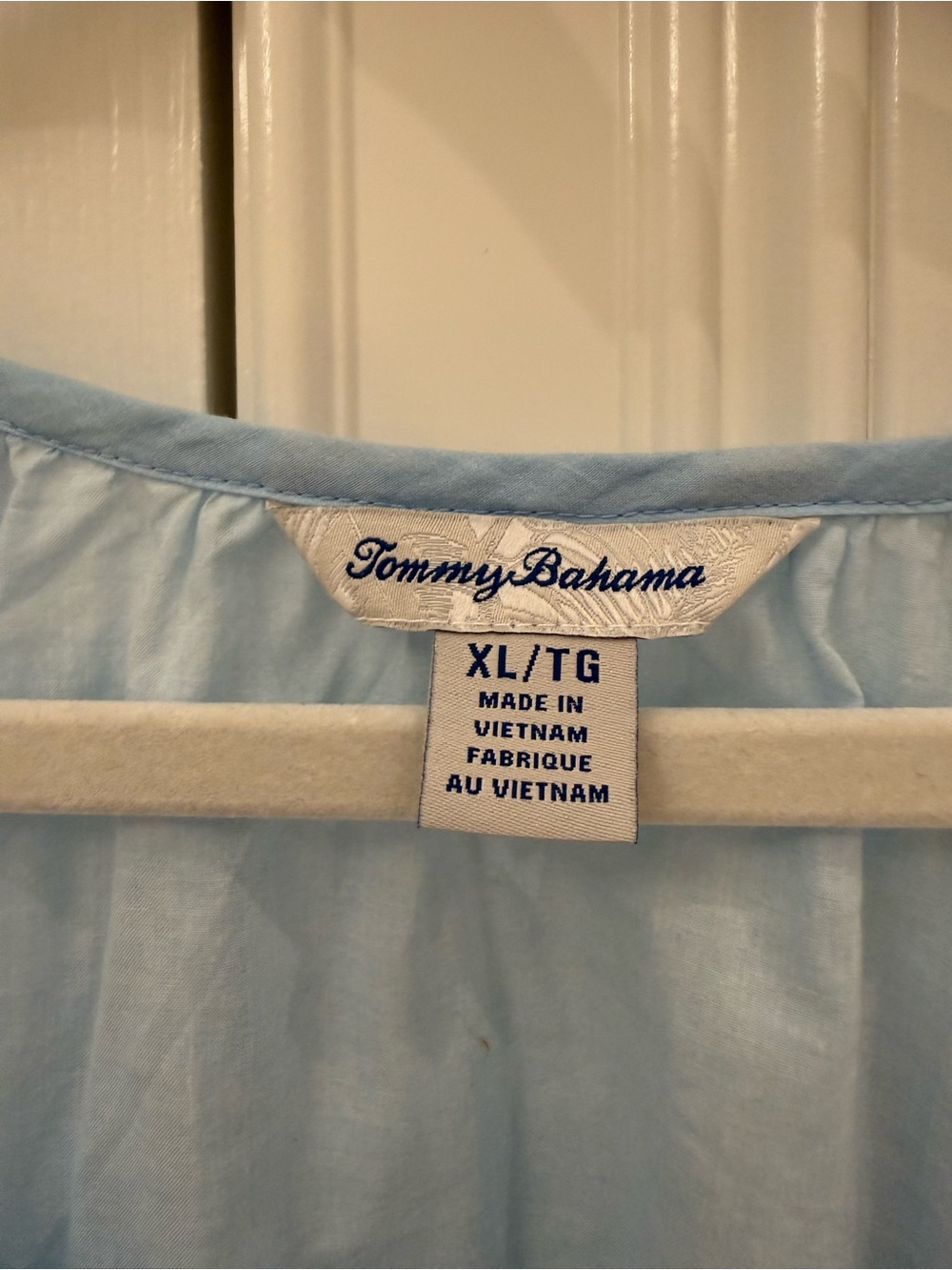 Tommy Bahama Light Blue Palm-Scene Peasant Top - Picture 2 of 4
